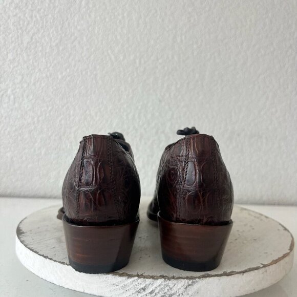 Rod Patrick Womens Lace Up Shoes 5.5 C Brown Caiman Exotic Western Boots Loafers - Picture 4 of 12